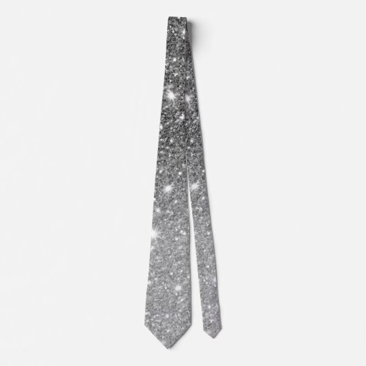 Moderner grauer Glitzer Glitzern Personalisiert Na Krawatte (Vorderseite)