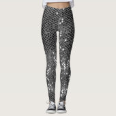 Moderner grauer Glitzer Glitzern Personalisiert Na Leggings (Vorderseite)