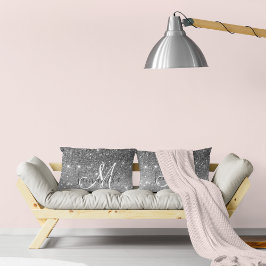 Moderner grauer Glitzer Glitzern Personalisiert Na Lendenkissen