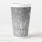 Moderner grauer Glitzer Glitzern Personalisiert Na Milchtasse (Vorderseite)