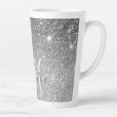 Moderner grauer Glitzer Glitzern Personalisiert Na Milchtasse (Rechts)