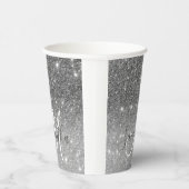 Moderner grauer Glitzer Glitzern Personalisiert Na Pappbecher (Rechts)