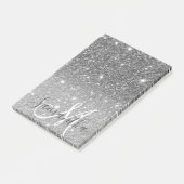 Moderner grauer Glitzer Glitzern Personalisiert Na Post-it Klebezettel (angewinkelt)