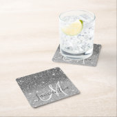 Moderner grauer Glitzer Glitzern Personalisiert Na Rechteckiger Pappuntersetzer (Vor Ort)