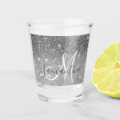 Moderner grauer Glitzer Glitzern Personalisiert Na Schnapsglas (Vorderseite)