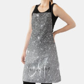Moderner grauer Glitzer Glitzern Personalisiert Na Schürze (InSitu)