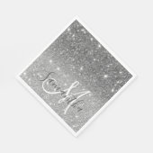Moderner grauer Glitzer Glitzern Personalisiert Na Serviette (Ecke)