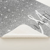 Moderner grauer Glitzer Glitzern Personalisiert Na Sherpadecke (3/4)