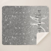 Moderner grauer Glitzer Glitzern Personalisiert Na Sherpadecke (Vorderseite (Horizontal))