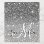 Moderner grauer Glitzer Glitzern Personalisiert Na Weinetikett (Einzelnes Label)