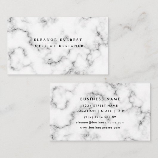 Moderner grauer Marmor beruflich Visitenkarte (Vorne/Hinten)