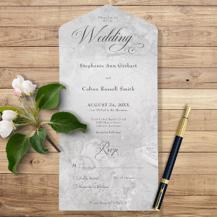 Moderner grauer Marmor Minimal Kein Abendessen All In One Einladung