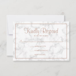 Moderner grauer Marmor mit Rose Gold Script Hochze RSVP Karte