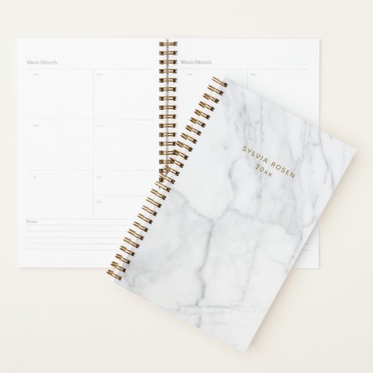 Moderner grauer Marmor Personalisiert Planer (Anzeige)