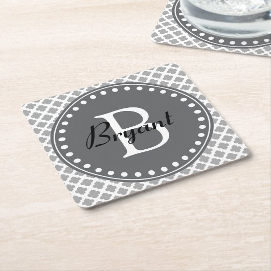 Moderner grauer Monogramm-Untersetzer Rechteckiger Pappuntersetzer (angewinkelt)