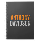 Moderner Grauer Orange Text Minimalistisch Elegant Notizblock (Vorderseite)