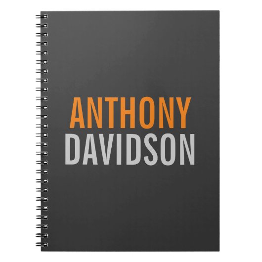 Moderner Grauer Orange Text Minimalistisch Elegant Notizblock (Vorderseite)