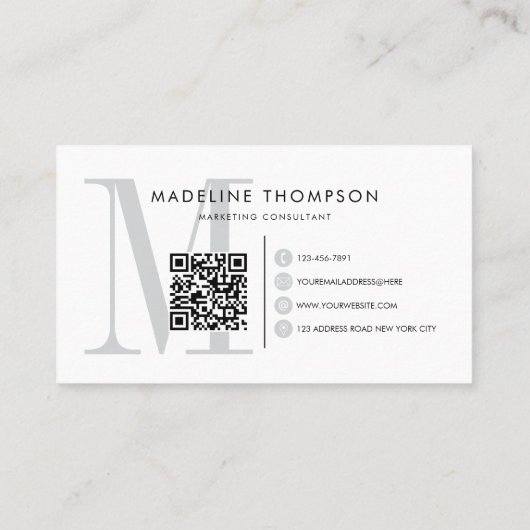 Moderner Grauer QR-Code Visitenkarte (Rückseite)