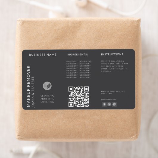 Moderner Grauer QR Code Wraparound Flaschen Inhalt (Insitu)