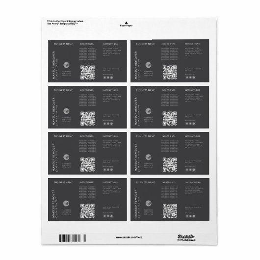 Moderner Grauer QR Code Wraparound Flaschen Inhalt (Vorne)