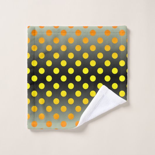 Moderner Grauer und gelber glänzender Polka Dot Ba Badhandtuch Set (Waschlappen)