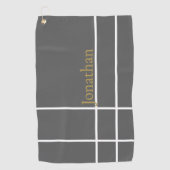 Moderner grauer und goldener minimalistischer indi golfhandtuch (Vorderseite)