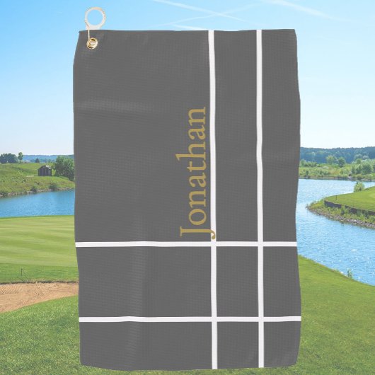 Moderner grauer und goldener minimalistischer indi golfhandtuch