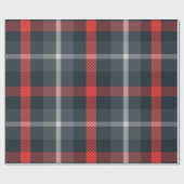 Moderner Grauer und Roter Tartan Kariert Geschenkpapier (Flach)