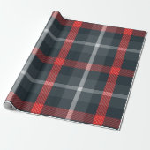 Moderner Grauer und Roter Tartan Kariert Geschenkpapier (Ungerollt)