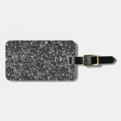 Moderner Grauer und Schwarzer Glitzer Gepäckanhänger (Vorderseite horizontal)