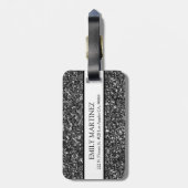 Moderner Grauer und Schwarzer Glitzer Gepäckanhänger (Rückseite vertikal)