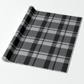 Moderner Grauer und Schwarzer Tartan Kariert Geschenkpapier (Ungerollt)
