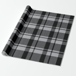 Moderner Grauer und Schwarzer Tartan Kariert Geschenkpapier