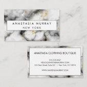 Moderner grauer und weißer Marmor Minimalistisch L Visitenkarte (Vorne/Hinten)