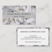 Moderner grauer und weißer Marmor Minimalistisch L Visitenkarte (Vorne/Hinten)