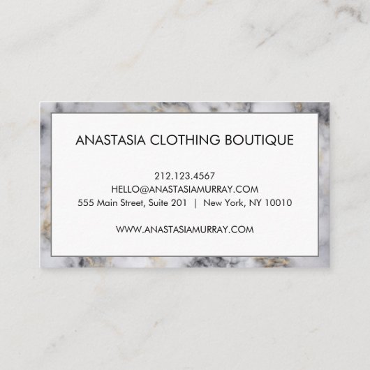 Moderner grauer und weißer Marmor Minimalistisch L Visitenkarte (Rückseite)