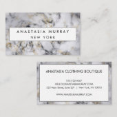 Moderner grauer und weißer Marmor Minimalistisch L Visitenkarte (Vorne/Hinten)