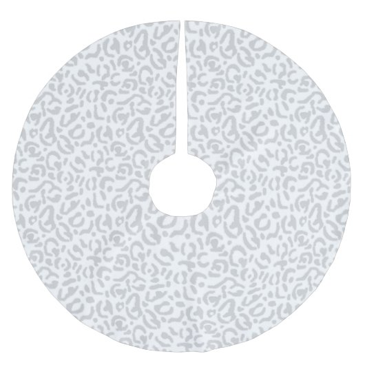 Moderner Grauer und weißer Schneeleopard Weihnacht Polyester Weihnachtsbaumdecke (Vorderseite)