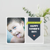 Moderner grauer Zickzack Foto Vatertag Karte (Stehend Vorderseite)
