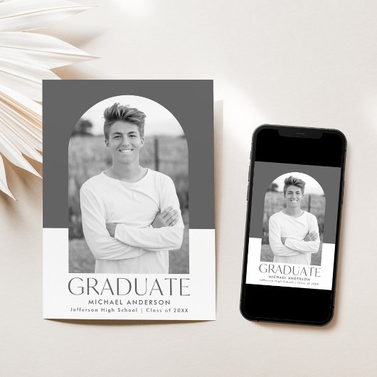 Moderner Graufarbblock-Arch-Foto-Abschluss Ankündigung