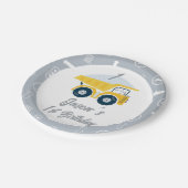 Moderner Graugelber Sprungwagen 1. Geburtstag Pappteller (Schrägansicht)