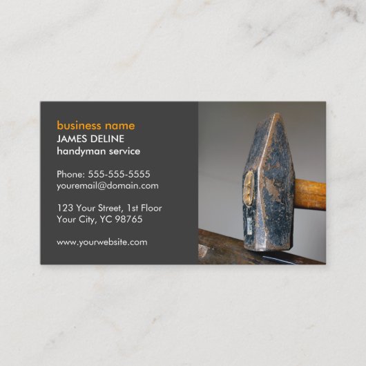 Moderner Grauhammerhandyman Service Visitenkarte (Vorderseite)
