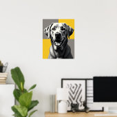 Moderner Graustufen Pop Art Dog Portrait : Happy L Poster (Heimbüro)