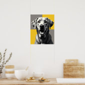 Moderner Graustufen Pop Art Dog Portrait : Happy L Poster (Küche)