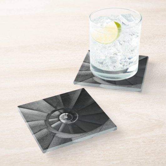 Moderner Graustufen-Untersetzer Glasuntersetzer (Schrägansicht)