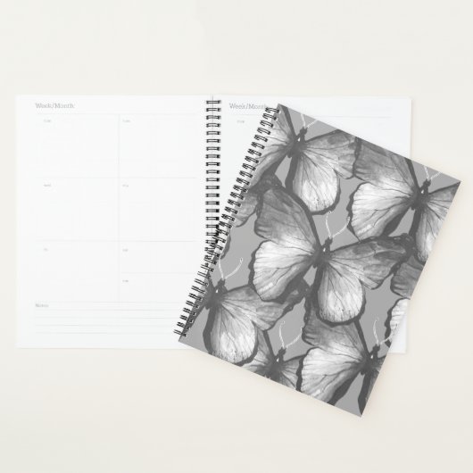 Moderner Graustufenmuster Wasserfarbenschmetterlin Planer (Anzeige)