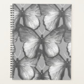 Moderner Graustufenmuster Wasserfarbenschmetterlin Planer (Vorderseite)