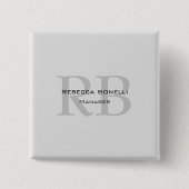 Moderner Gray Monogram Manager Add Name Initials h Button (Vorderseite)