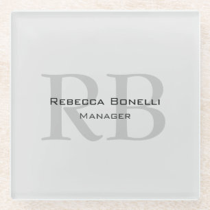 Moderner Gray Monogram Manager Add Name Initials h Glasuntersetzer