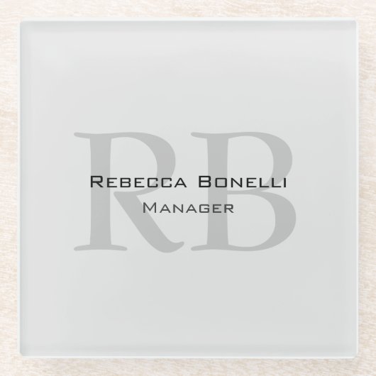 Moderner Gray Monogram Manager Add Name Initials h Glasuntersetzer (Vorderseite)